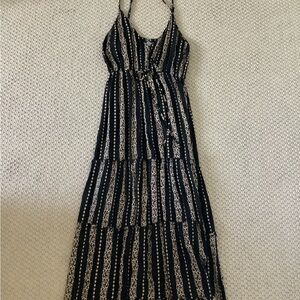 Angie Black and Cream Patterned Maxi Dress